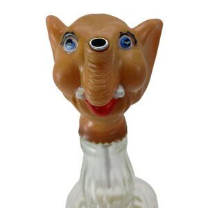 Circa 1970's Barware Liquor Pour With Vinyl Cartoonish Elephant Vintage